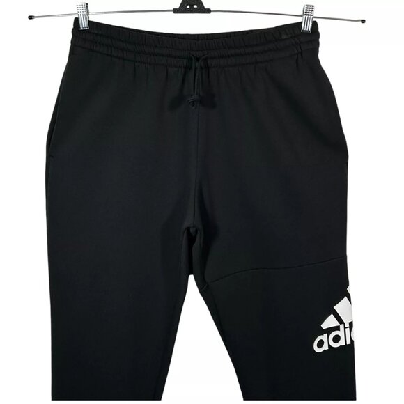 Adidas Men's Fleece Sweat Pants Size 2XL Tall (39X36) Black/White Tapered Leg - Picture 2 of 13